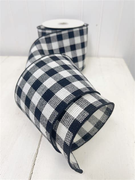 buffalo check black and white ribbon|navy white buffalo check ribbon.